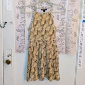 Palm Print Strappy Skater Dress